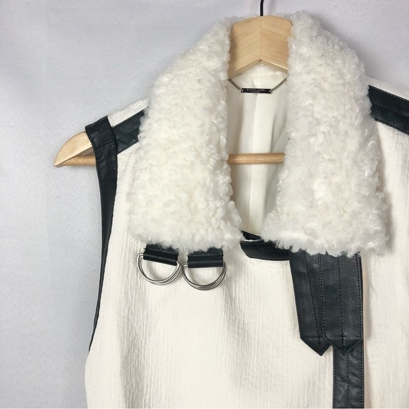 Chico's Black Label White Shearling Vest 1 / M 8 - Picture 4 of 4